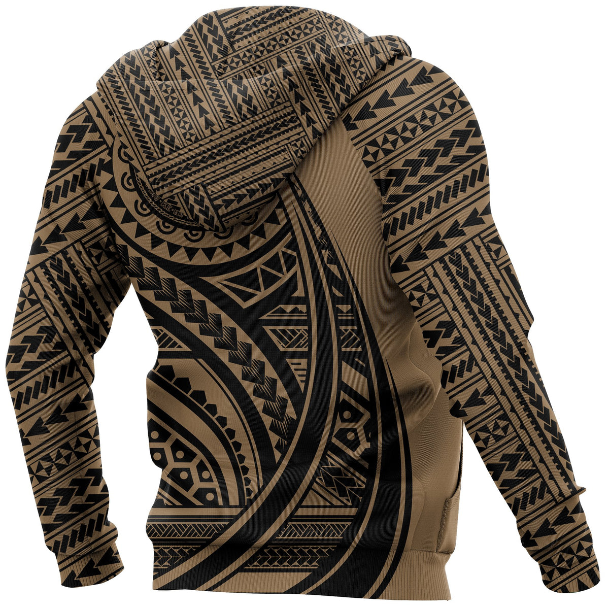 Hawaii Coat of Arms Polynesian Zip up Hoodie Tatoo Style Gold - Polynesian Pride