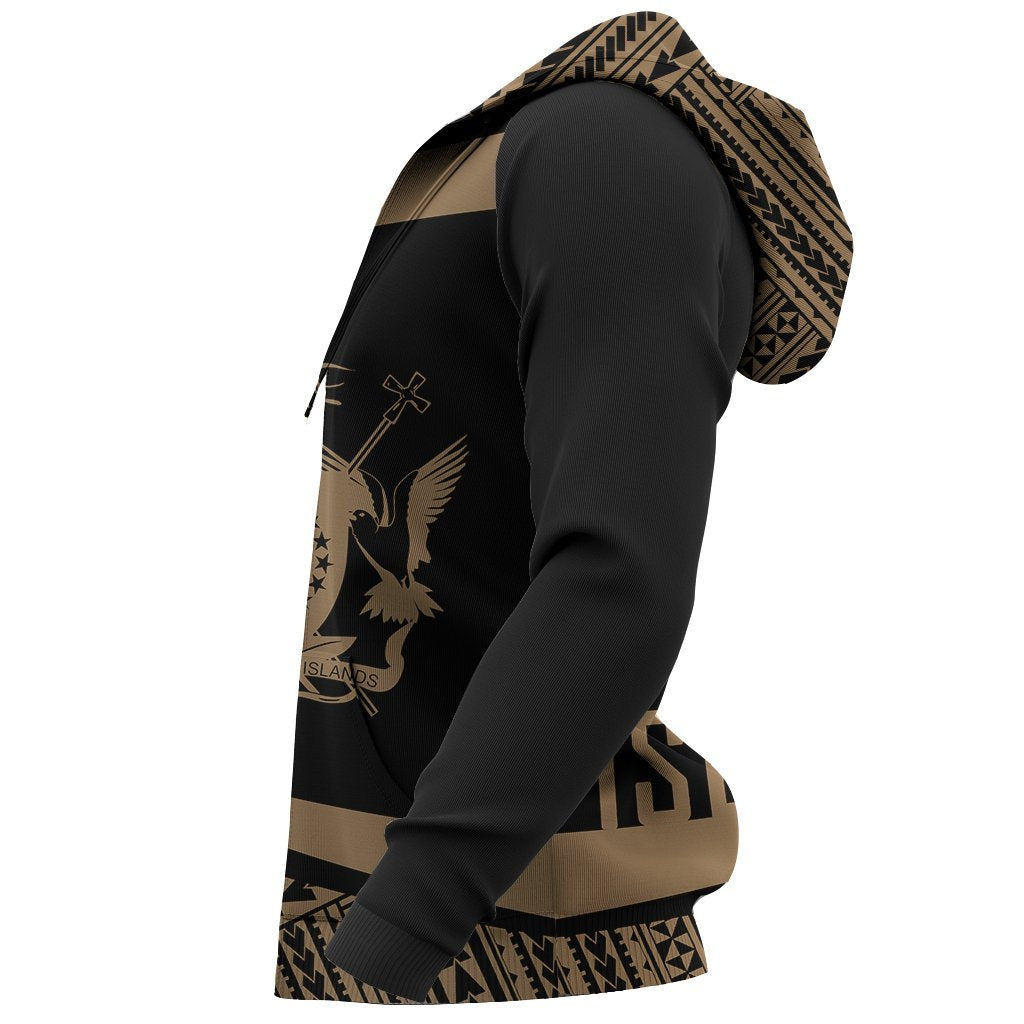 Cook Islands Polynesia Zip up Hoodie Circle Gold Ver 2.0 - Polynesian Pride