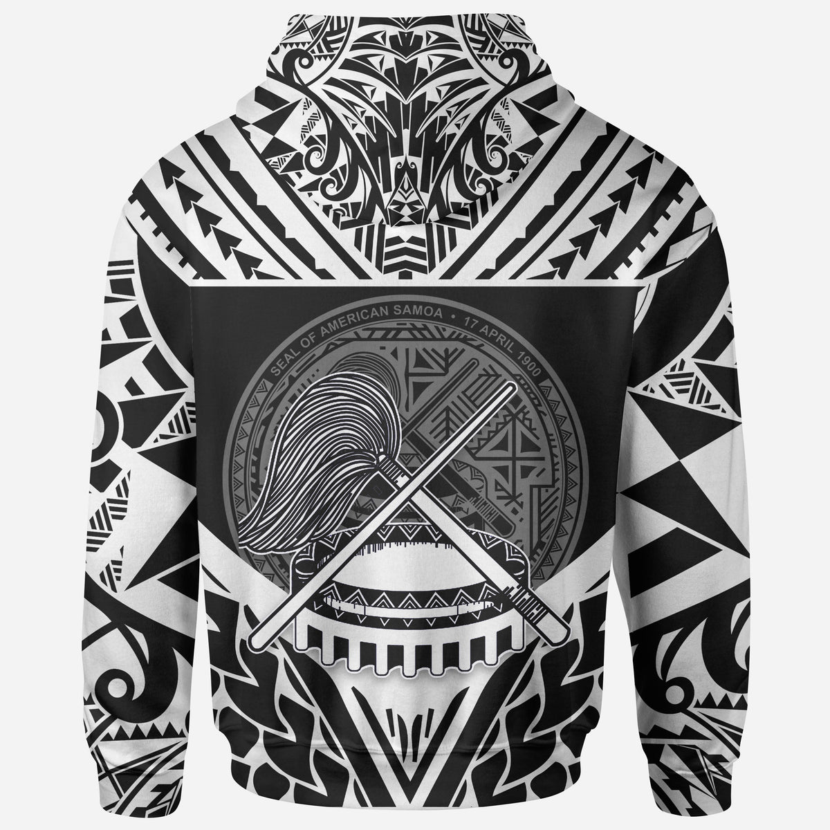American Samoa Hoodie Unique Eagle Feather Texture Black - Polynesian Pride