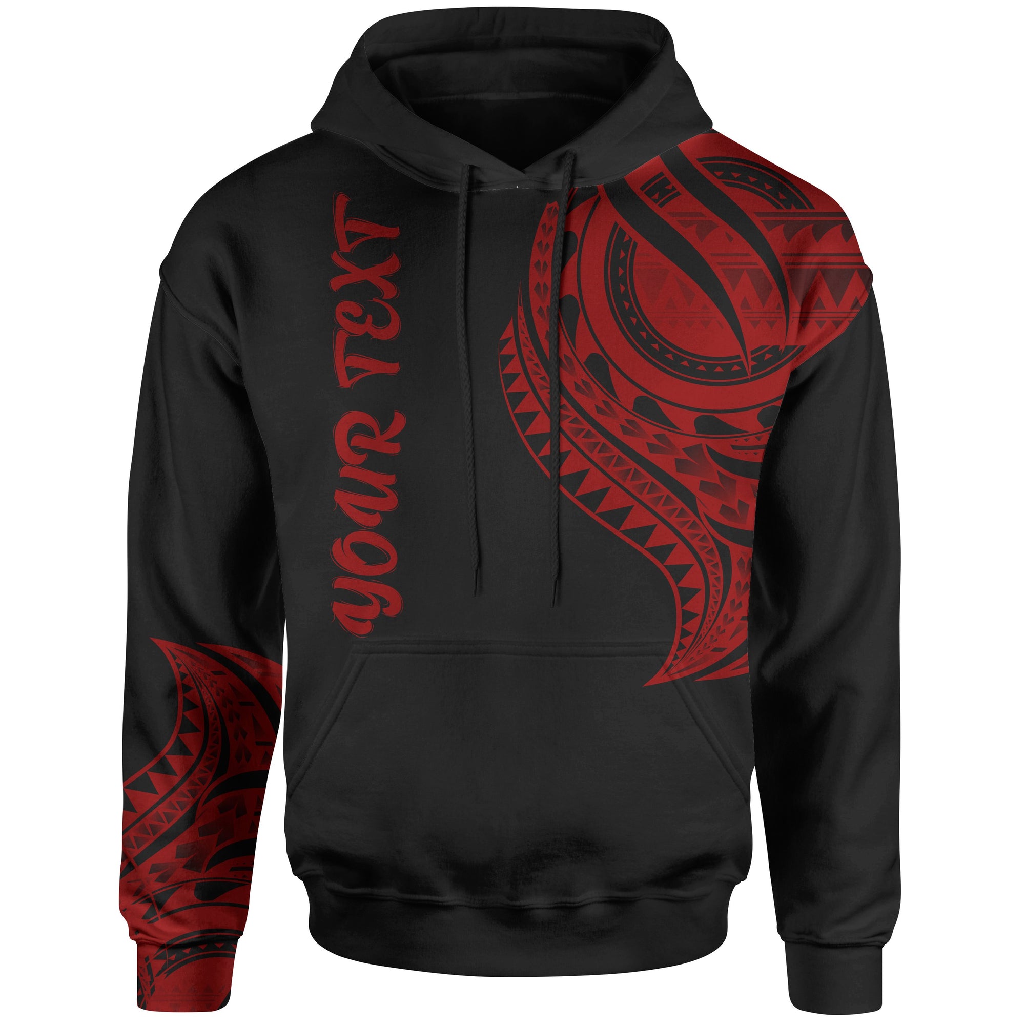 Guam Custom Hoodie Guam Tatau Red Patterns Unisex Black - Polynesian Pride