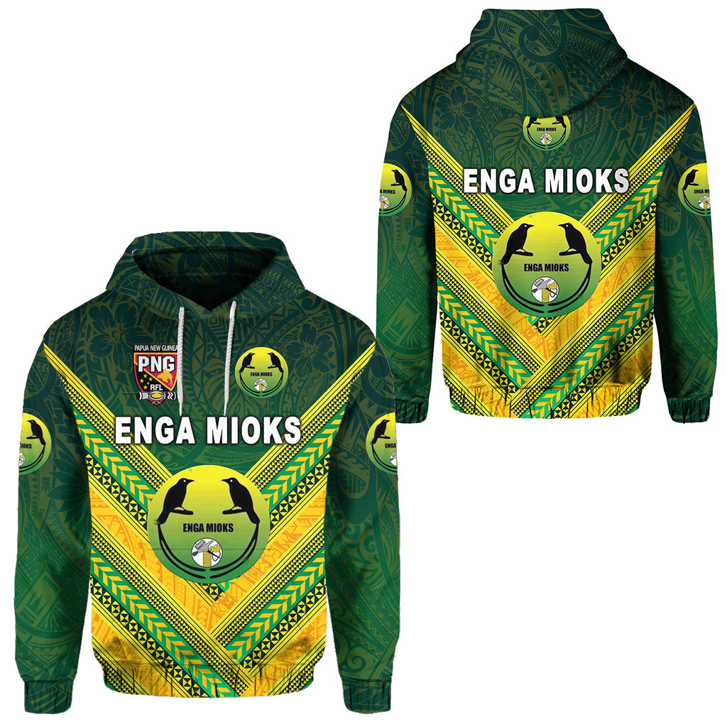 Papua New Guinea Enga Mioks Hoodie Rugby Original Style Green LT8 Unisex Green - Polynesian Pride