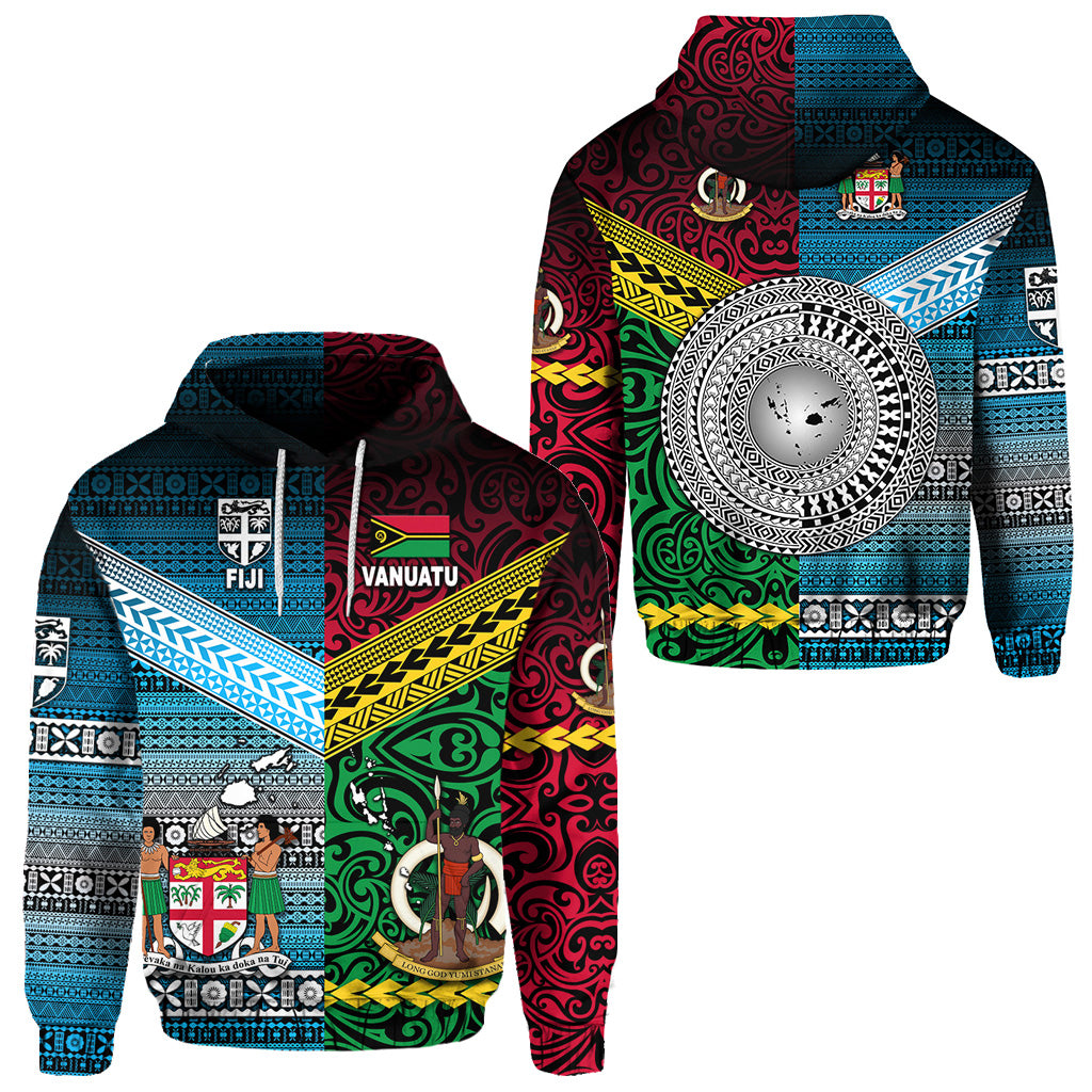 Vanuatu Fiji Hoodie Together Blue LT8 Unisex Red - Polynesian Pride