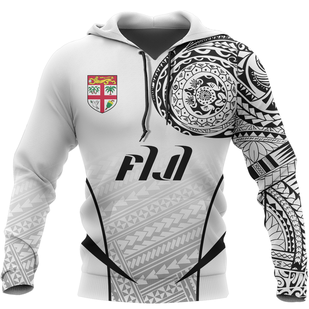 Fiji Hoodie Fiji Flag Polynesian Tattoo Special Unisex Black & White - Polynesian Pride