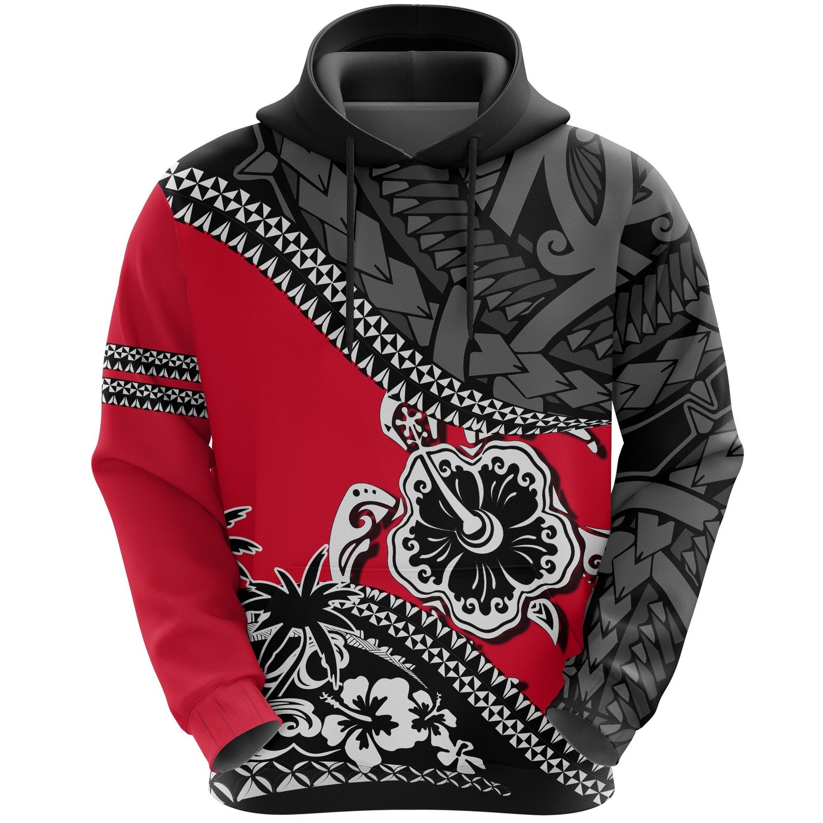 Polynesian Turtle Hoodie Fall In The Wave K7 Unisex Red - Polynesian Pride