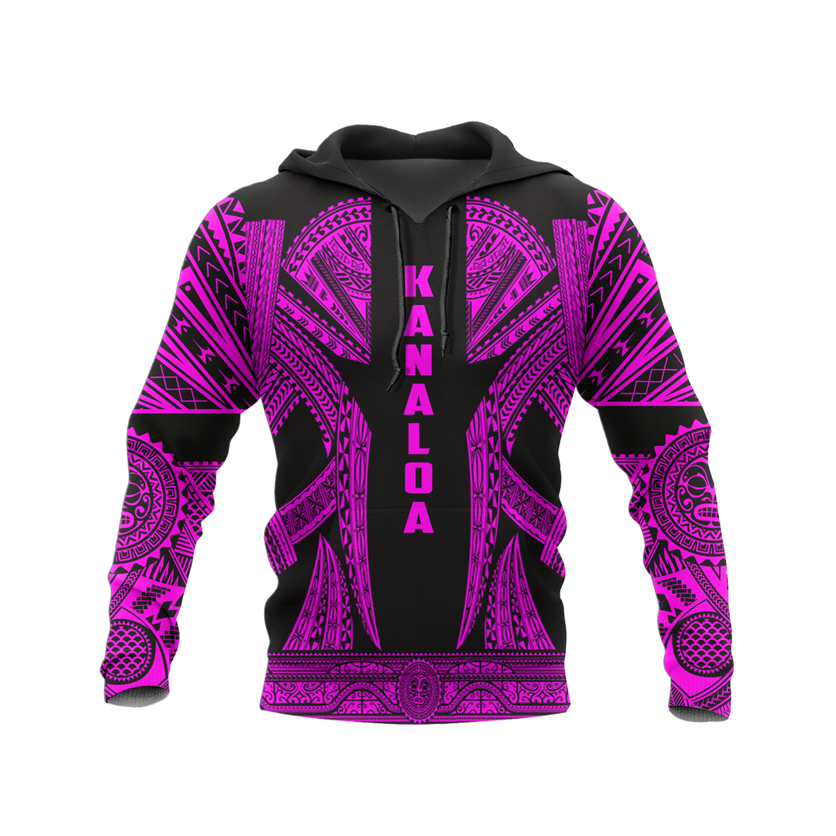 Hawaii Pullover Hoodie Kanaloa Polynesian Tattoo Special Pink A8 Unisex Pink - Polynesian Pride