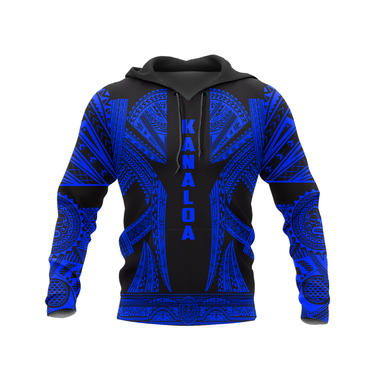 Hawaii Pullover Hoodie Kanaloa Polynesian Tattoo Special Blue A8 Unisex Blue - Polynesian Pride
