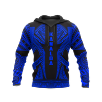 Hawaii Pullover Hoodie Kanaloa Polynesian Tattoo Special Blue A8 Unisex Blue - Polynesian Pride