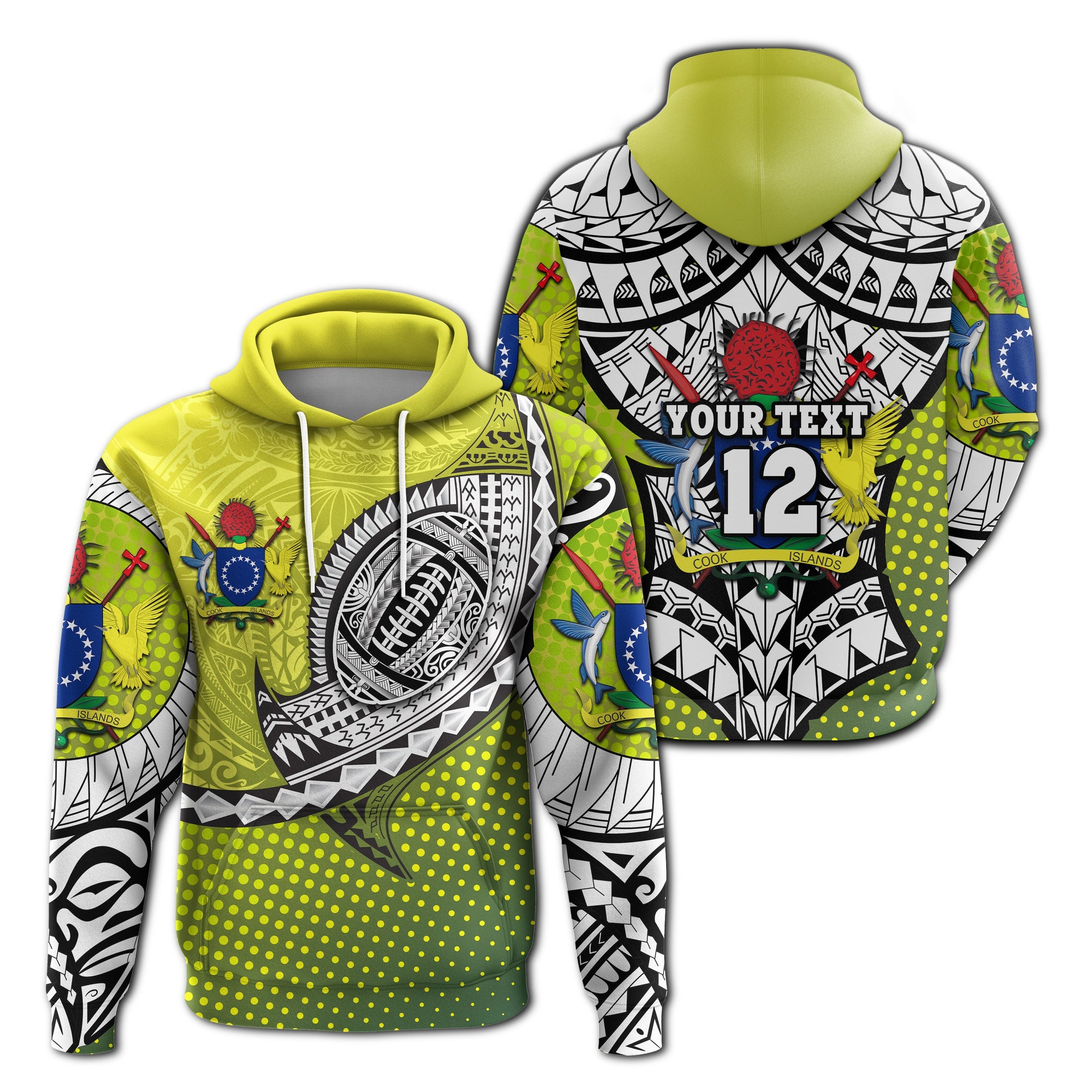 Custom Cook Islands Rugby Hoodie Version Special Unisex Green - Polynesian Pride