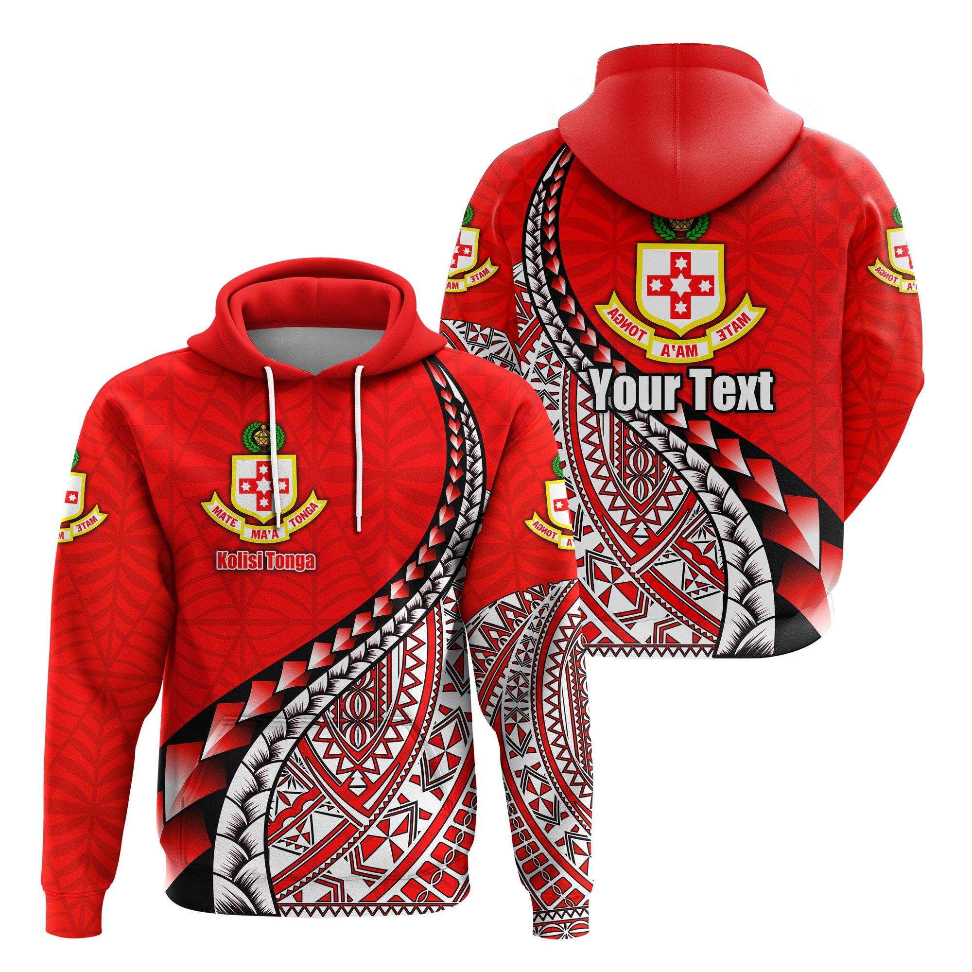 Custom Kolisi Tonga Hoodie Mate Maa Tonga Polynesian Free Style Unisex Red - Polynesian Pride