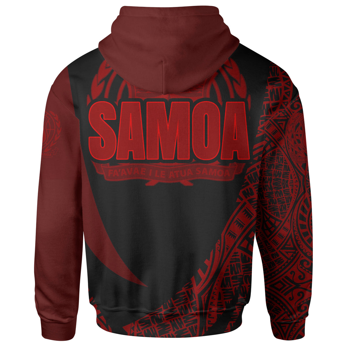 Samoa Hoodie Red Polynesian Patterns Sport Style - Polynesian Pride