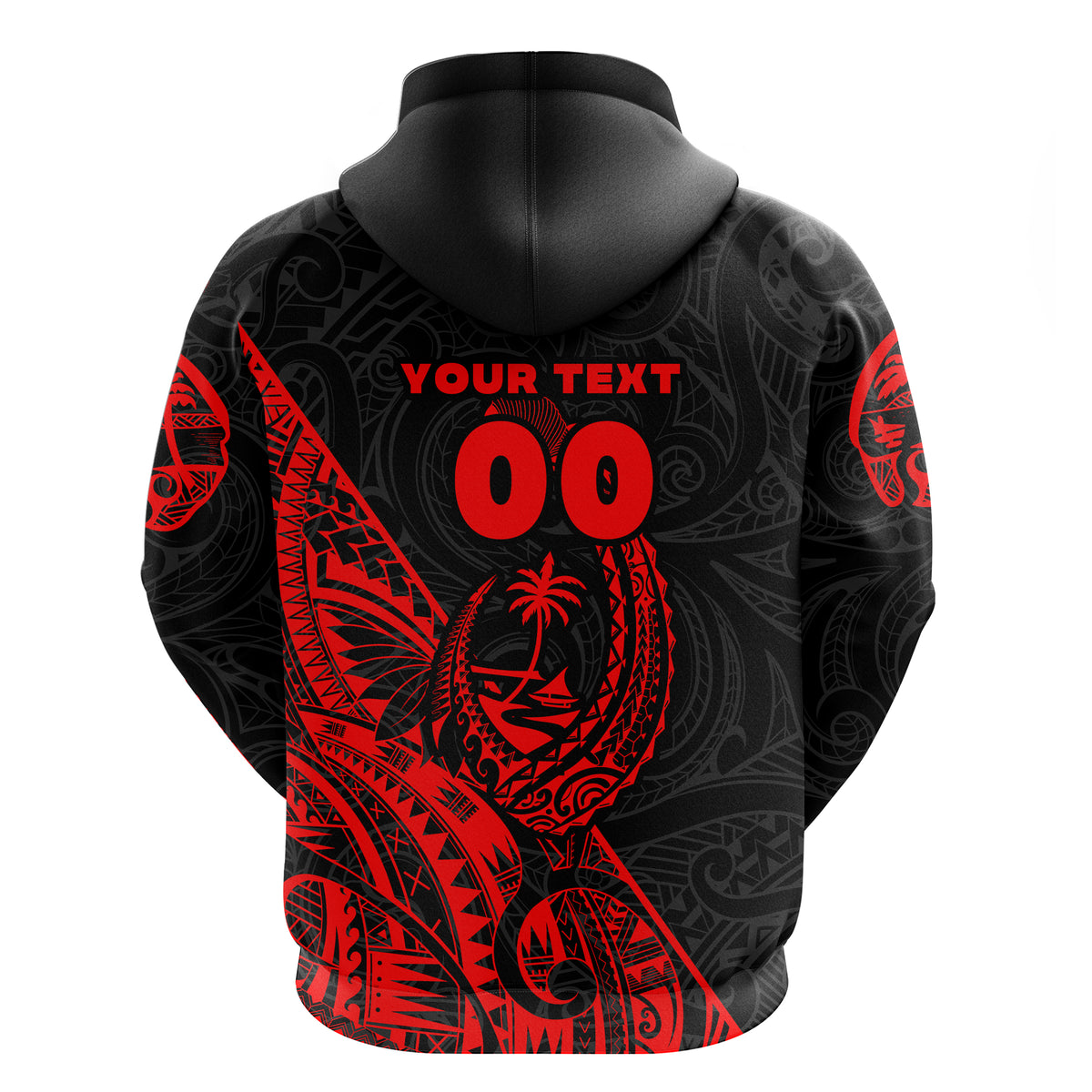Custom Guam Rugby Hoodie Polynesian Patterns Style Red LT16 - Polynesian Pride