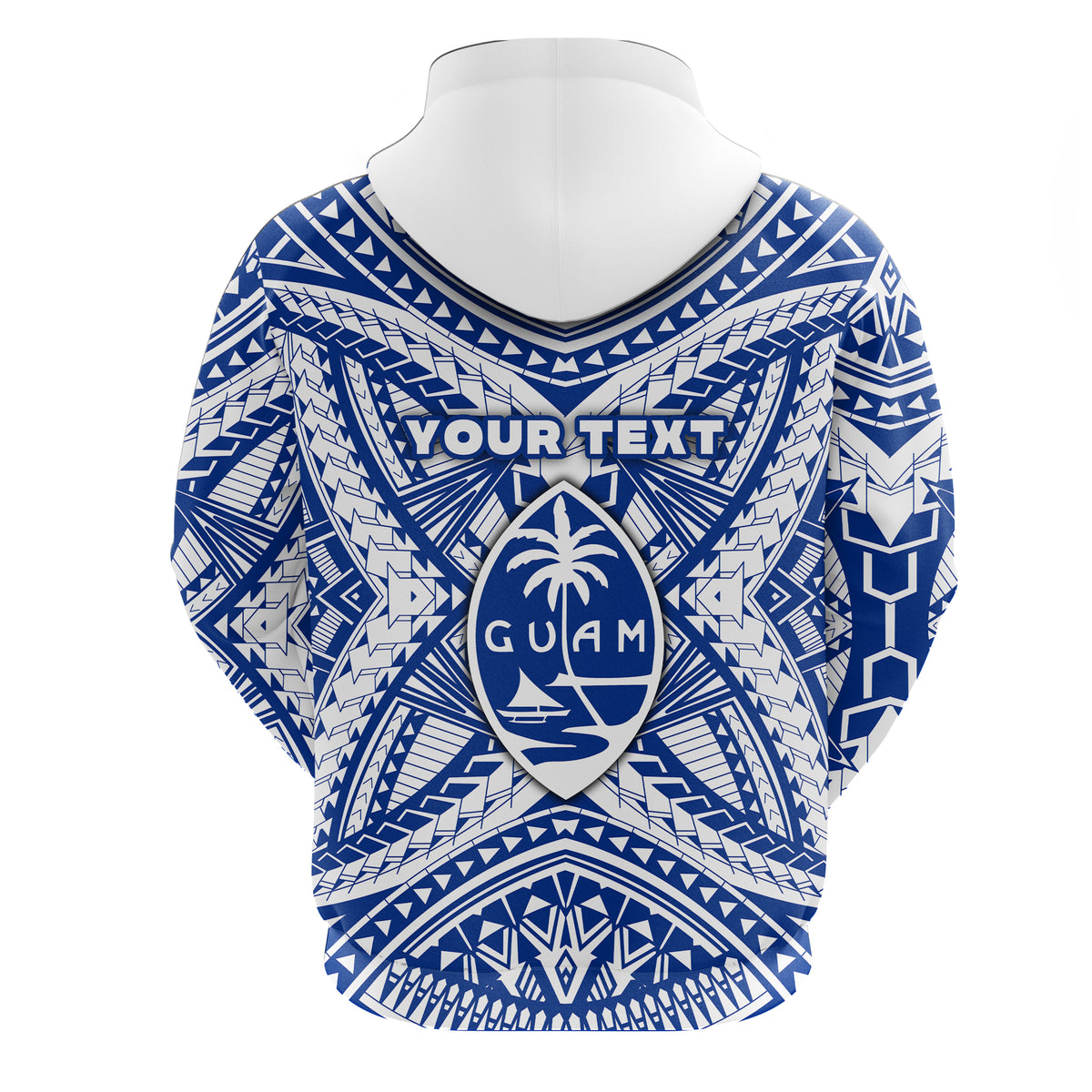 Custom Guam Rugby Hoodie Polynesian Patterns Blue LT16 - Polynesian Pride