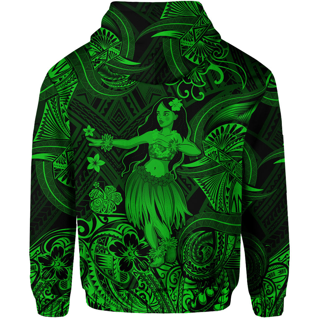 Hawaii Hula Girl Polynesian Zip Hoodie Unique Style Green LT8 - Polynesian Pride
