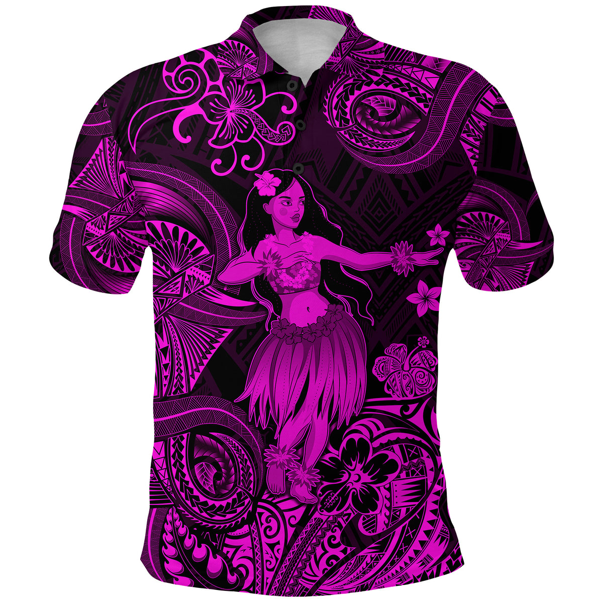 Hawaii Hula Girl Polynesian Polo Shirt Unique Style Pink LT8 - Polynesian Pride