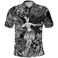 Hawaii Hula Girl Polynesian Polo Shirt Unique Style Black LT8 - Polynesian Pride