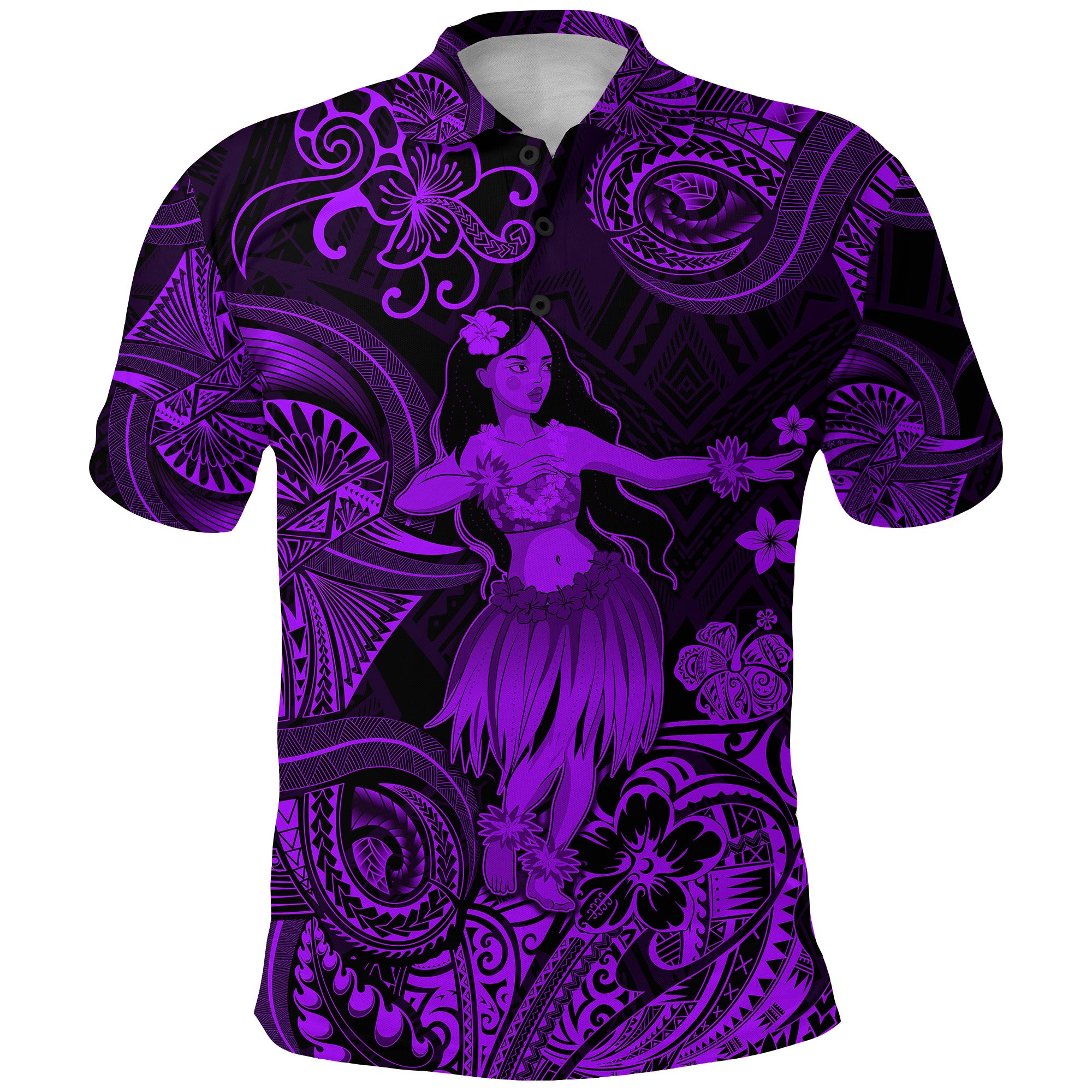 Hawaii Hula Girl Polynesian Polo Shirt Unique Style Purple LT8 - Polynesian Pride