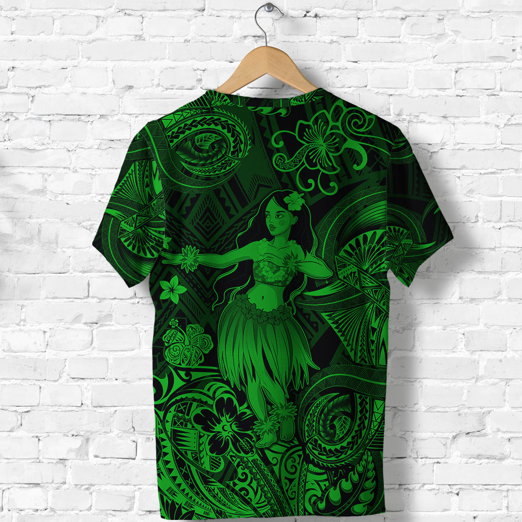 Hawaii Hula Girl Polynesian T Shirt Unique Style Green LT8 - Polynesian Pride