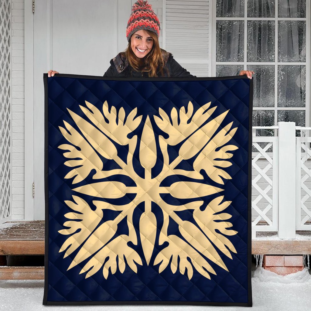Hawaiian Royal Pattern Premium Quilt - Indigo - A3 Style - AH - Polynesian Pride