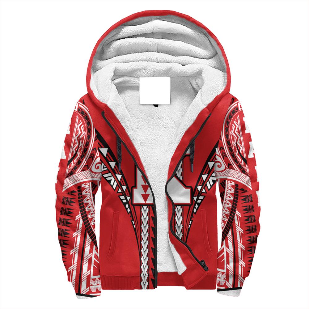 Hawaii - Kahuku High Sherpa Hoodie AH Red - Polynesian Pride