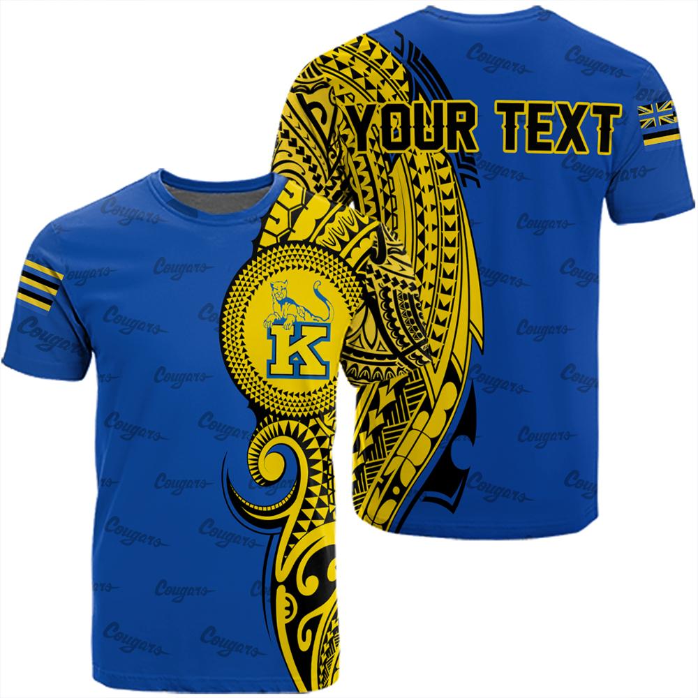 Custom Hawaii Kaiser High Tribal Kakau T Shirt Unisex Blue - Polynesian Pride