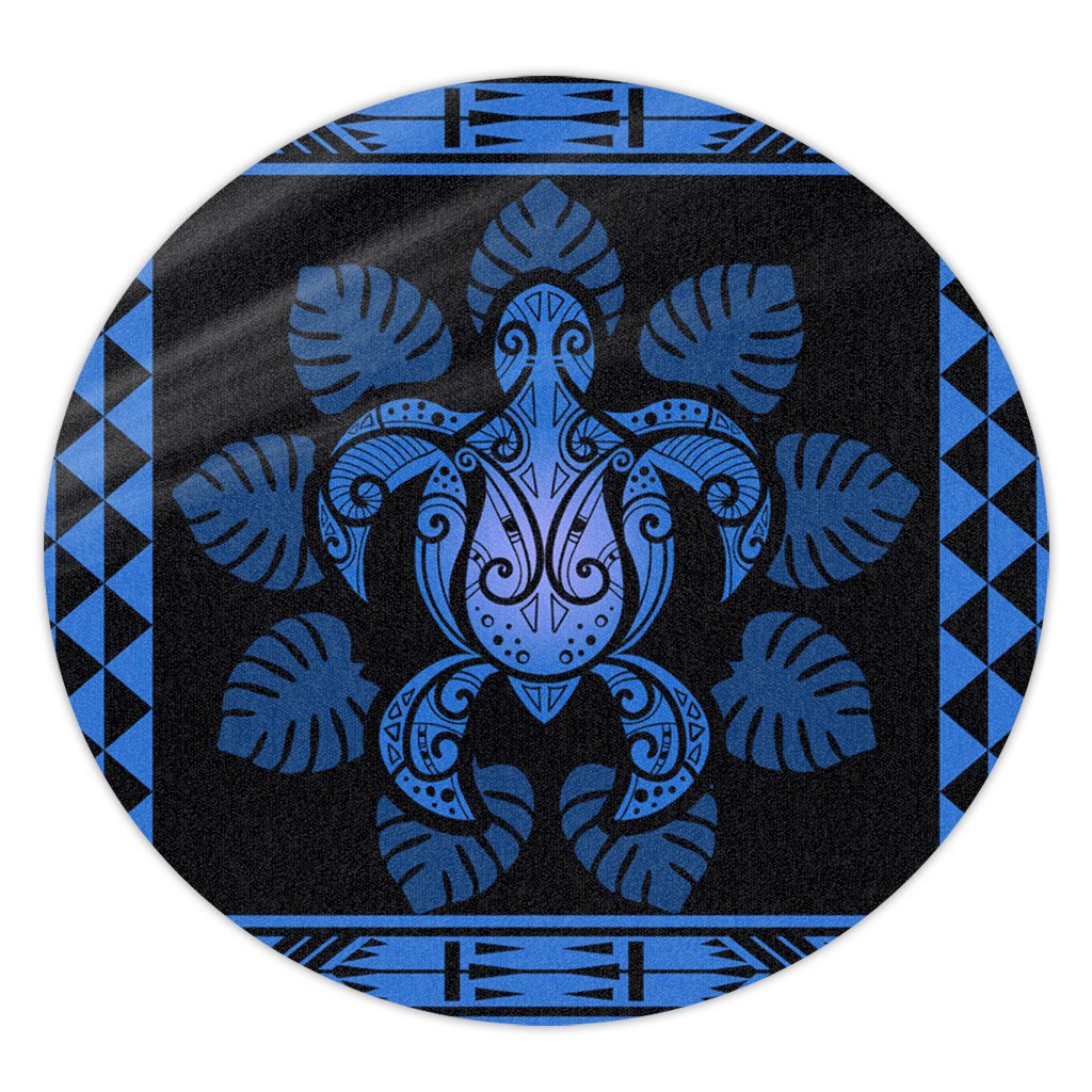 Hawaii - Tribe Turtle Round Carpet - AH Round Carpet Blue - Polynesian Pride