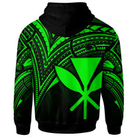 Hawaii Kanaka Maoli Zip Hoodie Green Color Cross Style - Polynesian Pride