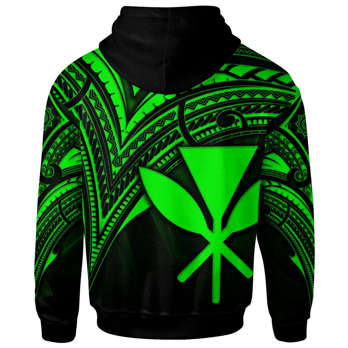 Hawaii Kanaka Maoli Hoodie Green Color Cross Style - Polynesian Pride