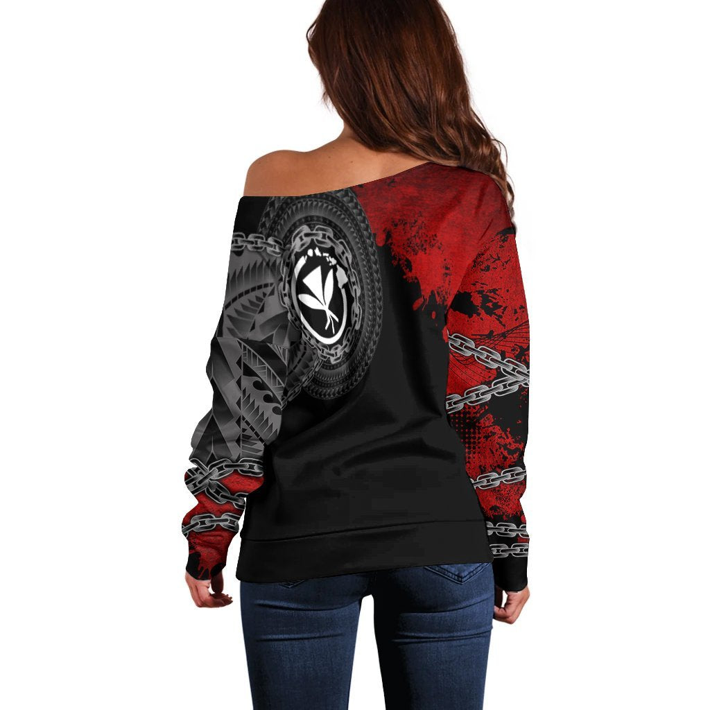 Hawaii Kanaka Maoli Polynesian Personalised Women's Off Shoulder Sweater - Polynesian Chain Style - Polynesian Pride