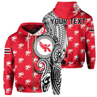 Custom Hawaii Hoodie Kauai High Tribal Kakau Zip Hoodie Unisex Red - Polynesian Pride