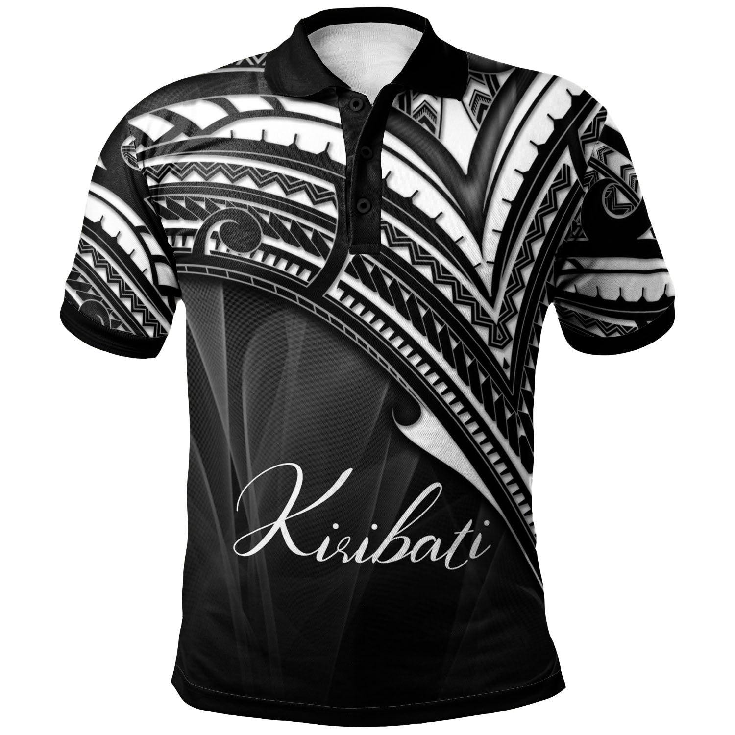 Kiribati Polo Shirt Cross Style Unisex Black - Polynesian Pride