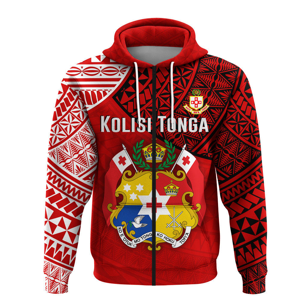 Custom Tonga College Atele Zip Hoodie Kolisi Tonga LT4 - Polynesian Pride