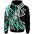 Kosrae Zip Hoodie Tribal Flower Special Pattern Green Color Unisex Green - Polynesian Pride