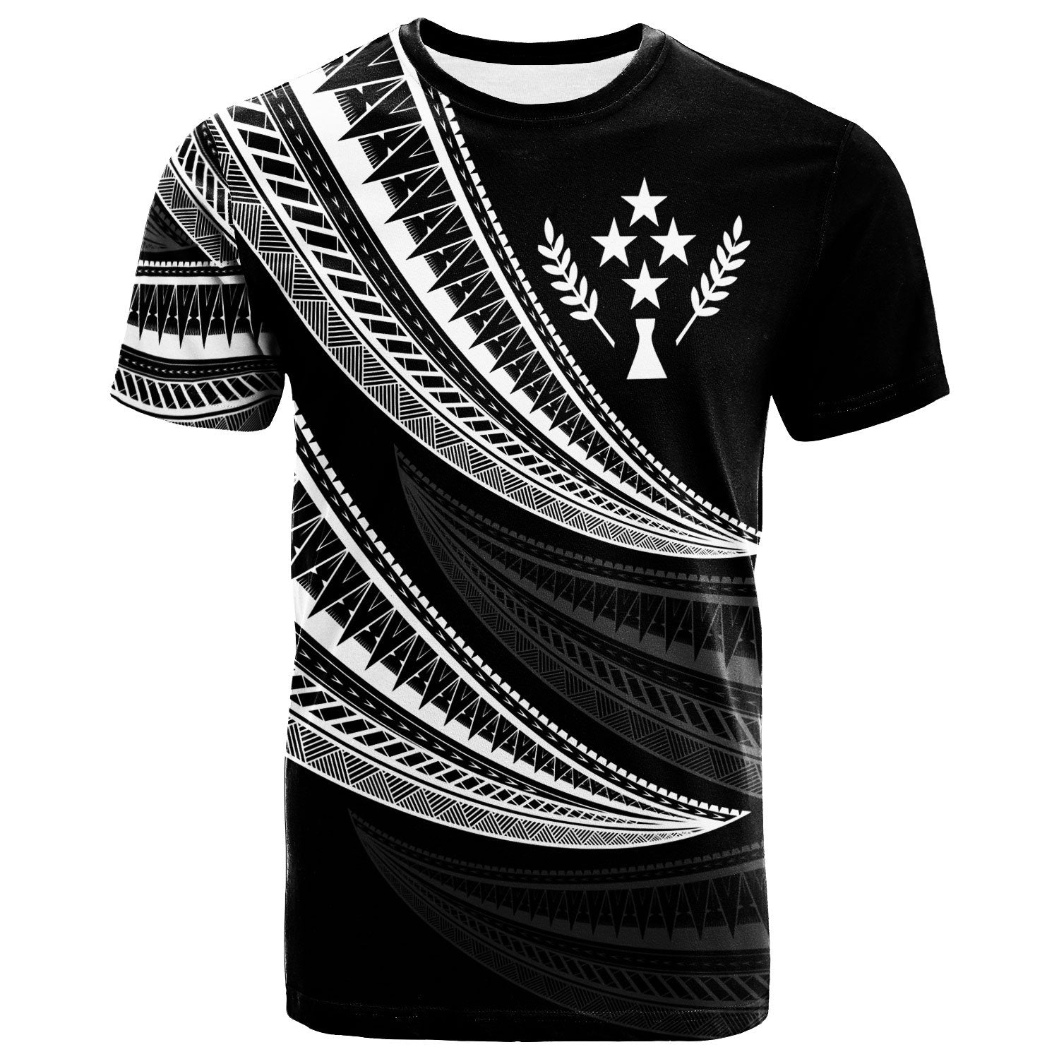 Kosrae Custom T Shirt Wave Pattern Alternating White Color Unisex White - Polynesian Pride