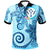 Kosrae Polo Shirt Tribal Plumeria Pattern Unisex Blue - Polynesian Pride