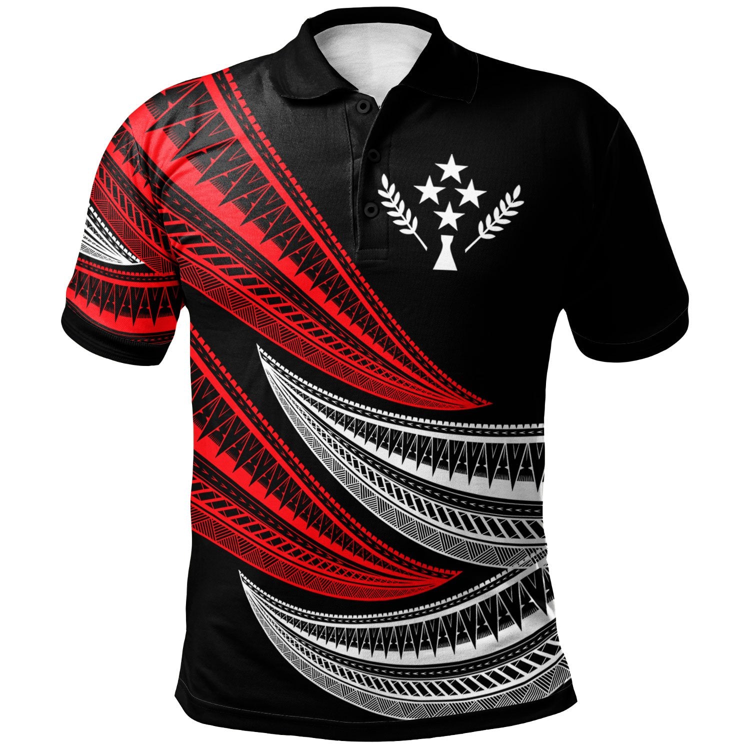 Kosrae Custom Polo Shirt Wave Pattern Alternating Red Color Unisex Red - Polynesian Pride