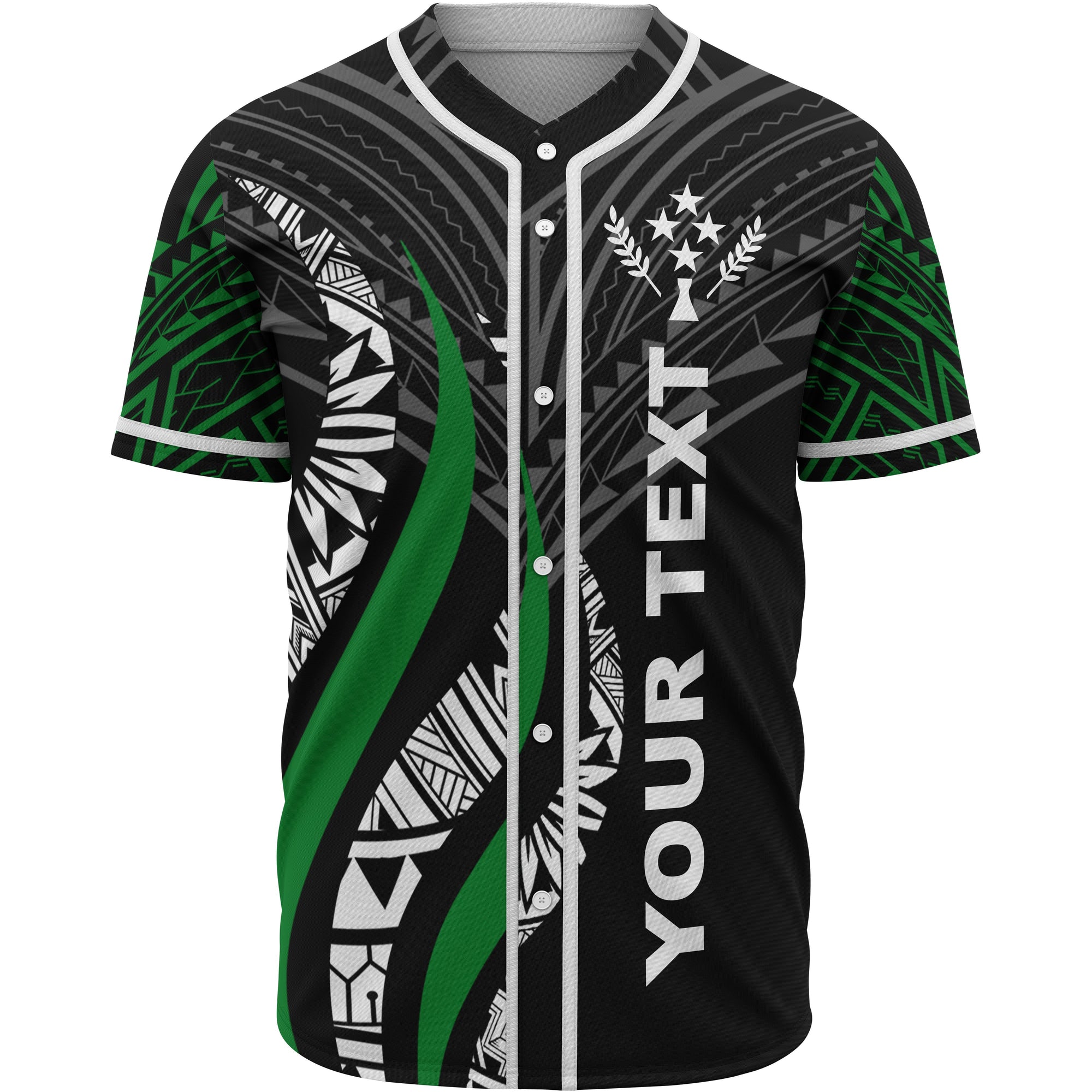 Kosrae Polynesian Custom Personalised Baseball Shirt - Kosrae Strong Fire Pattern Unisex Black - Polynesian Pride