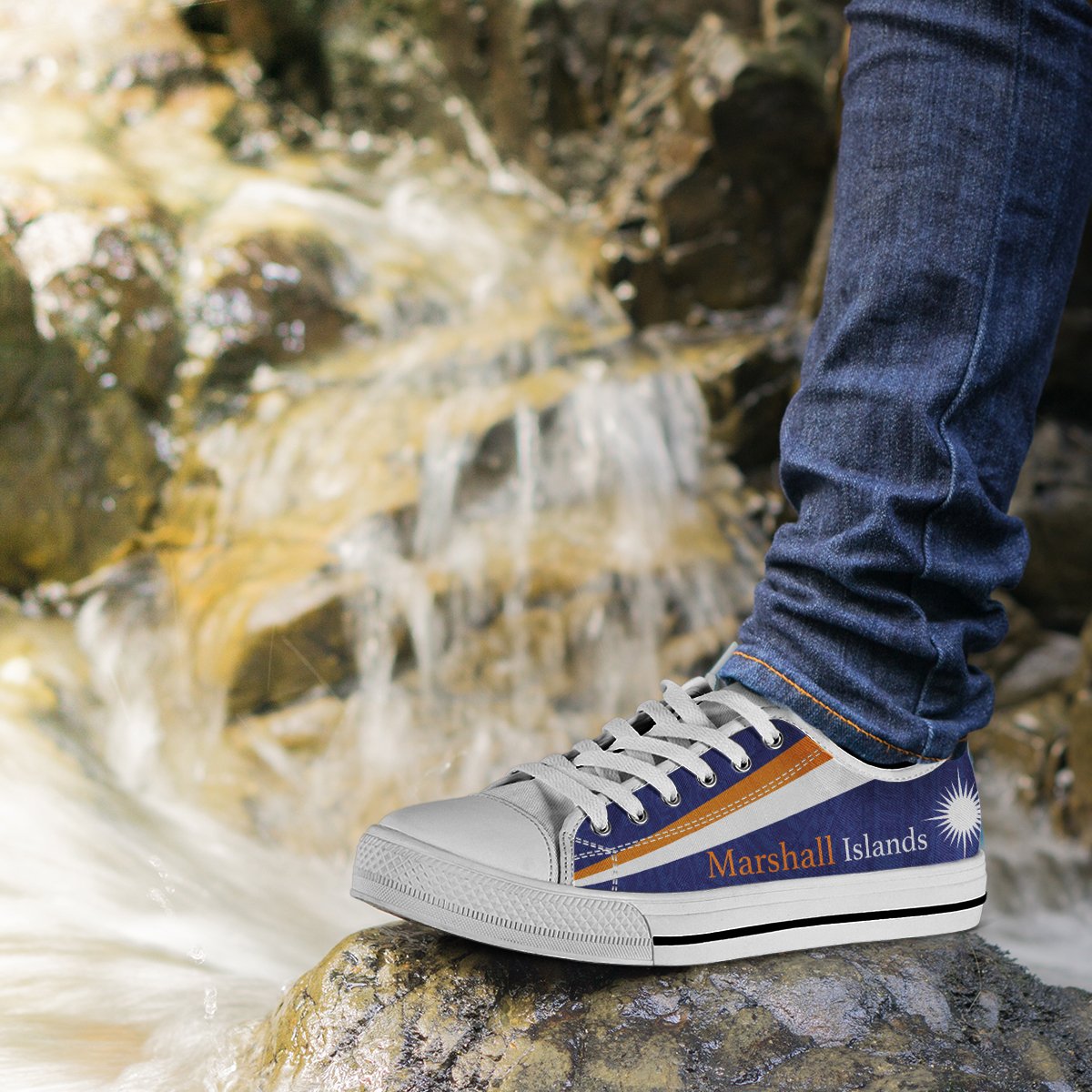 Marshall Flag Low Top Canvas Shoe - Flag With Patterns - Polynesian Pride