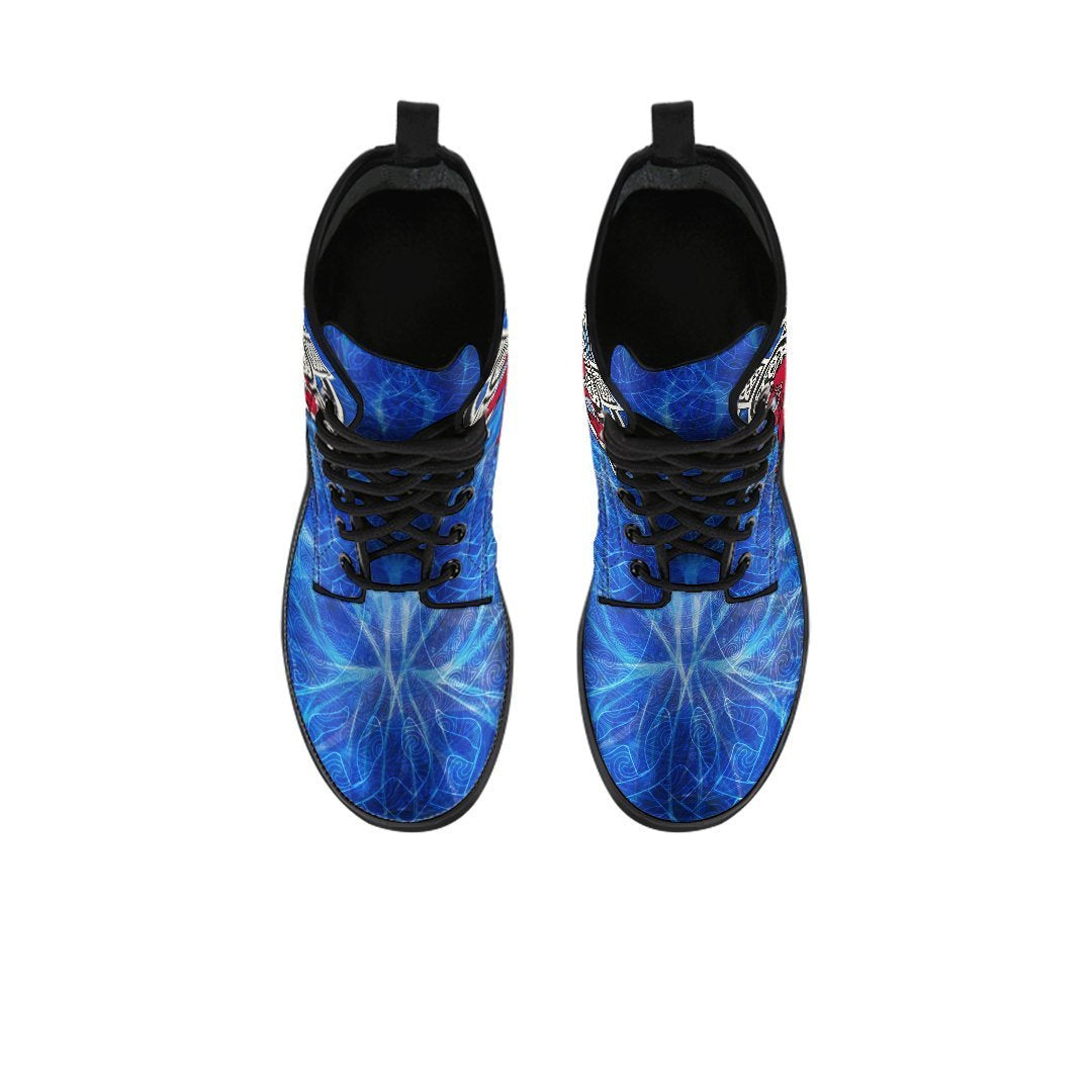 Scotland Celtic Leather Boots - Celtic Cross & Rampant Skew Style - Polynesian Pride