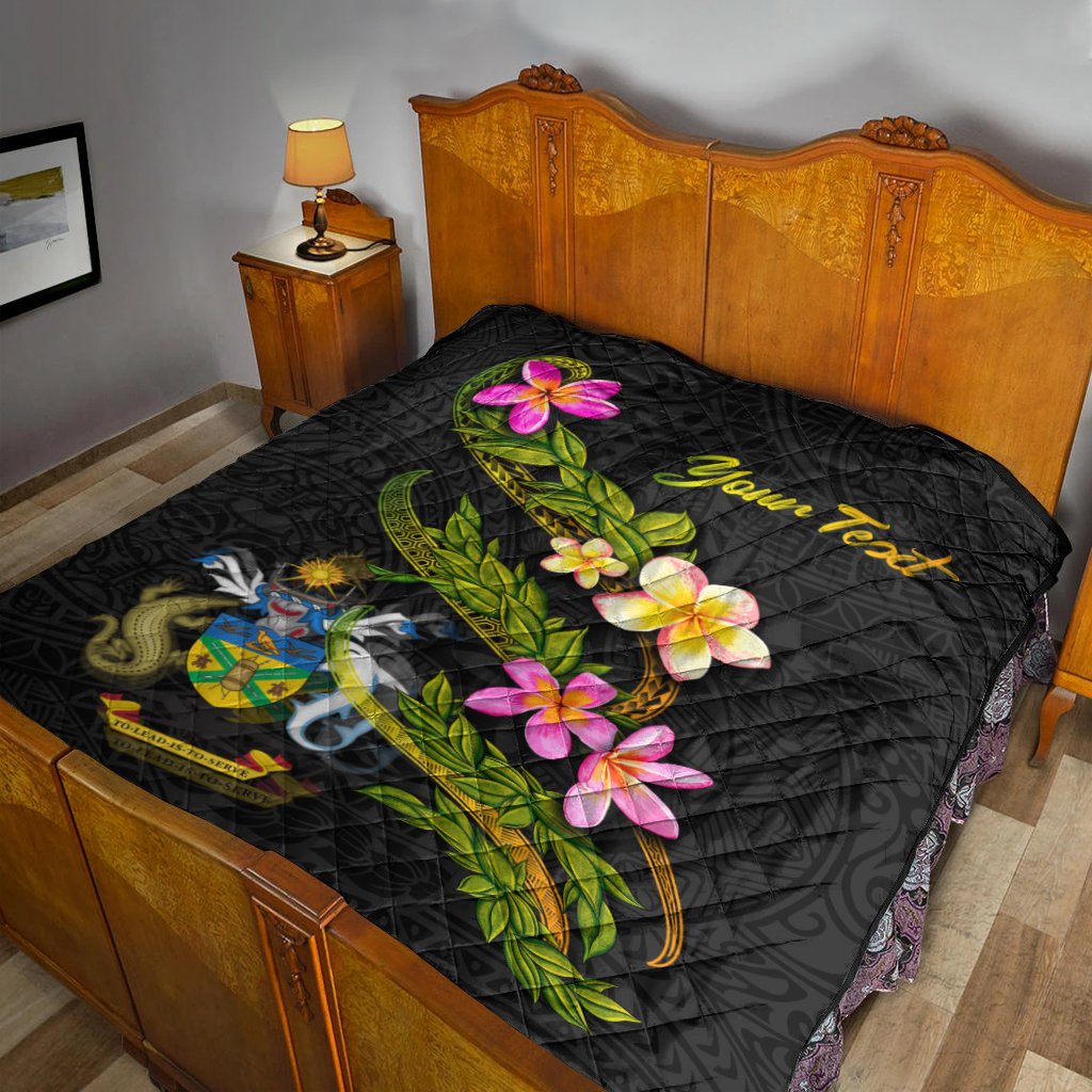 Solomon Islands Polynesian Custom Personalised Quilt - Plumeria Tribal - Polynesian Pride
