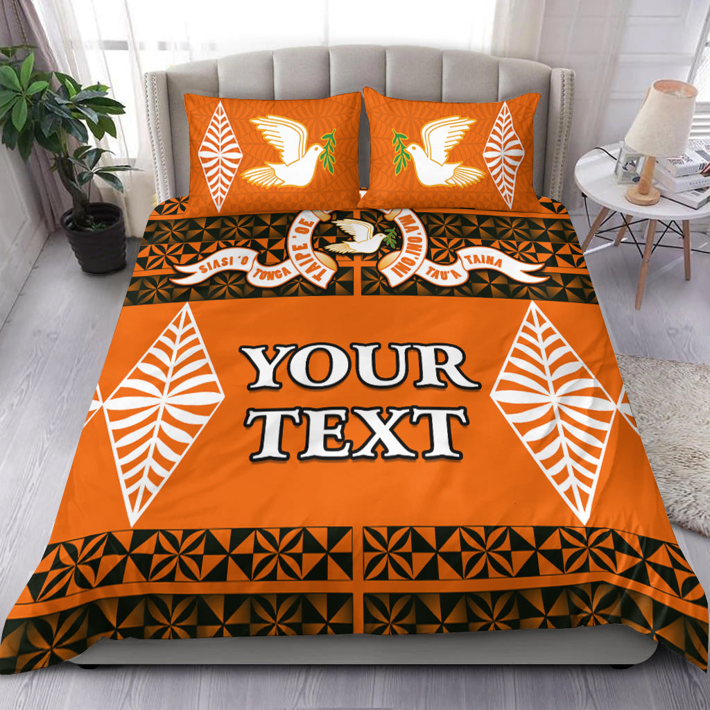 (Custom Personalised) Tailulu College Bedding Set Tonga Pattern LT13 Orange - Polynesian Pride