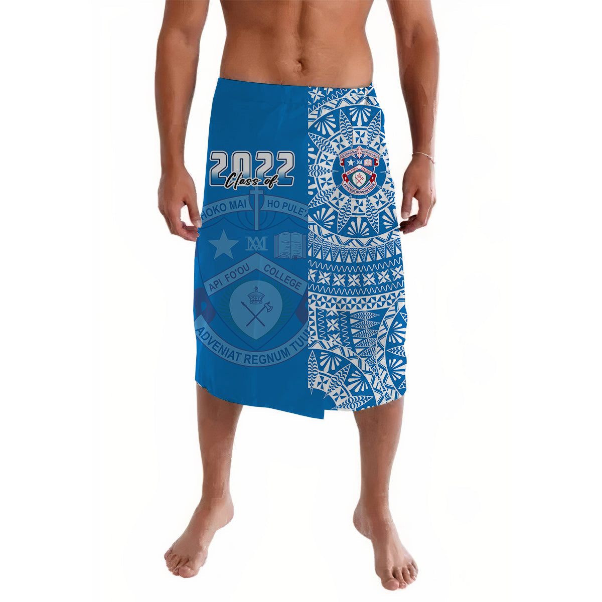 (Custom Your Class Year) Apifoou Tonga College Lavalava Class Of Year Tongan Ngatu Pattern LT14 Blue - Polynesian Pride