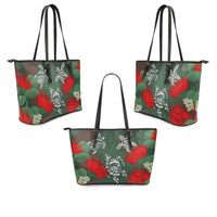 Hawaii Lehua Flowers Turtle Poly Leather Tote - Ser Style - AH - Polynesian Pride