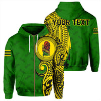 Custom Hawaii Hoodie Leilehua High Tribal Kakau Zip Hoodie Unisex Green - Polynesian Pride