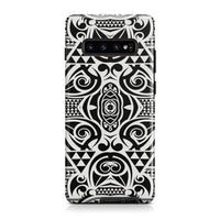 Polynesian Tribal Tough Case Black White Samsung Galaxy S10 - Polynesian Pride