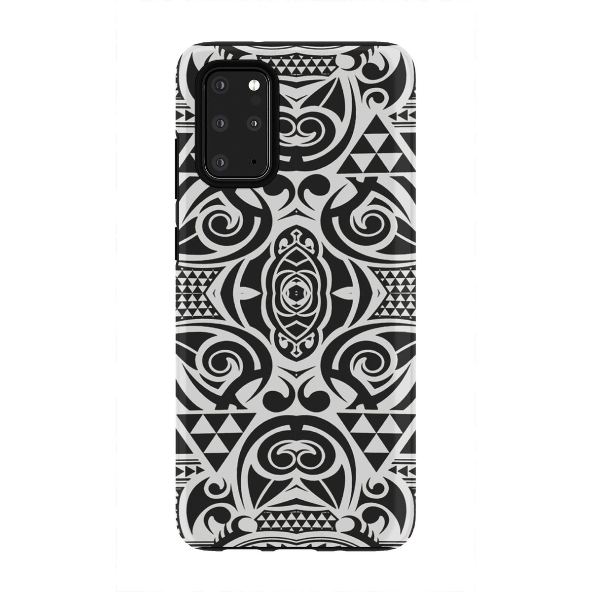 Polynesian Tribal Tough Case Black White Samsung Galaxy S20 Plus - Polynesian Pride
