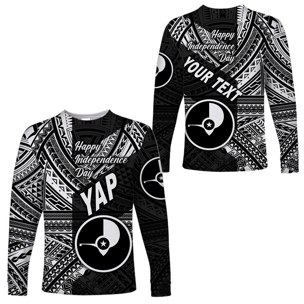 (Custom Personalised) FSM Yap Long Sleeve Shirts Happy Independence Day Original Vibes - Black LT8 Unisex Black - Polynesian Pride
