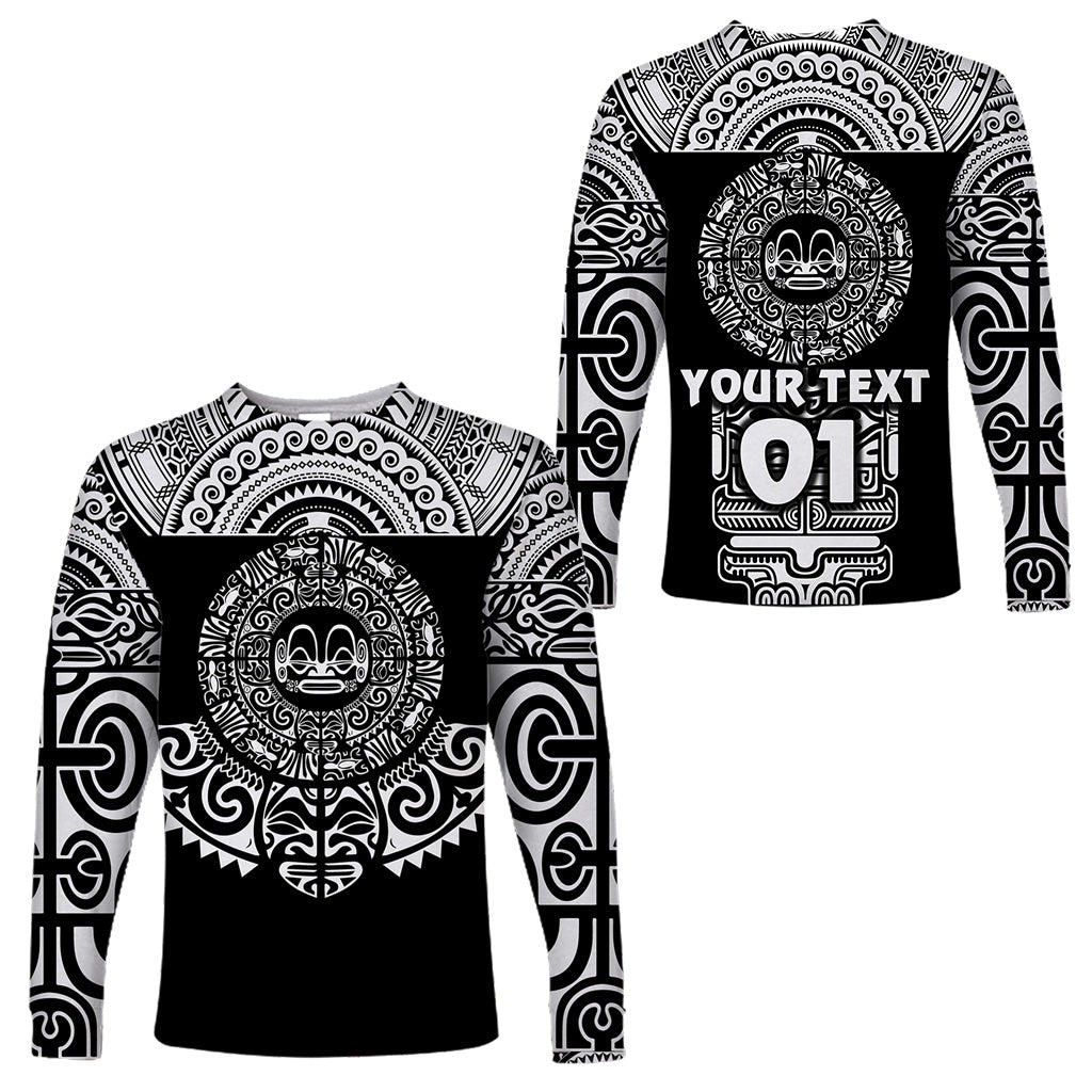(Custom Personalised) Marquesas Islands Long Sleeve Shirt Marquesan Tattoo Simplified Version - Black LT8 Unisex Black - Polynesian Pride
