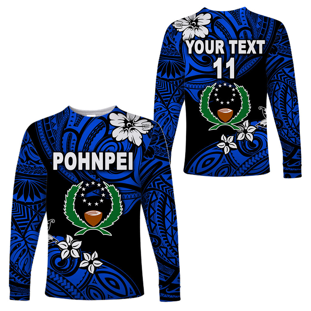 (Custom Personalised) FSM Pohnpei Long Sleeve Shirts Unique Vibes - Blue LT8 Unisex Blue - Polynesian Pride