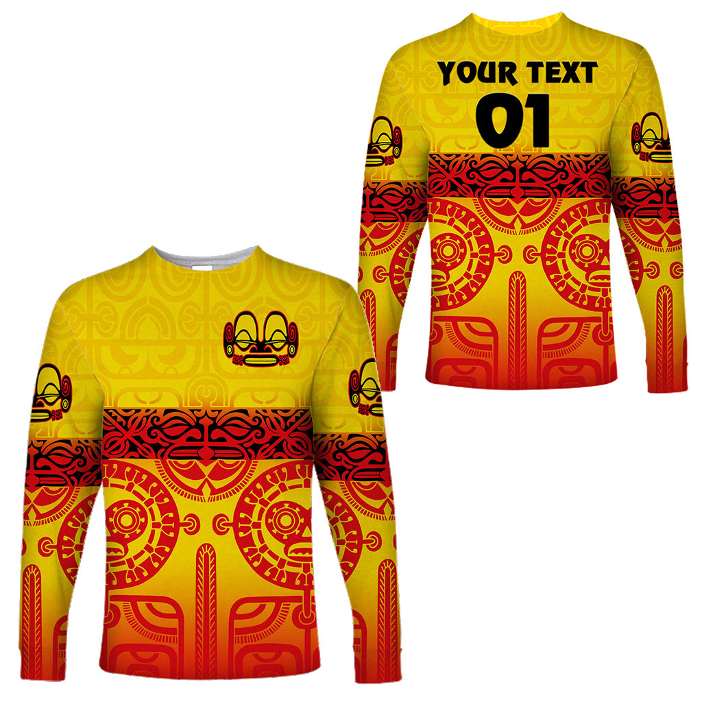(Custom Personalised) Marquesas Islands Long Sleeve Shirt Marquesan Tattoo Special Style - Gradient Yellow LT8 Unisex Yellow - Polynesian Pride