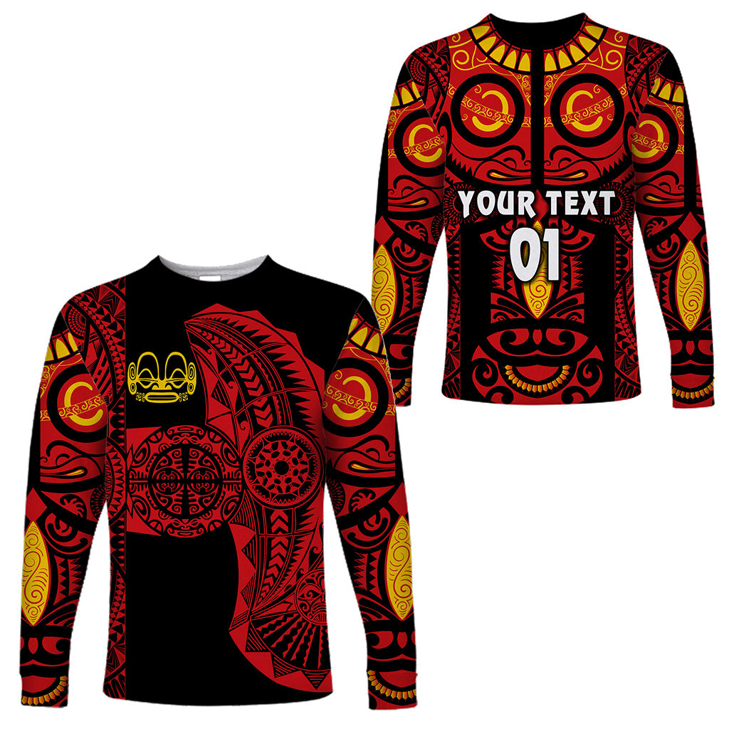(Custom Personalised) Marquesas Islands Long Sleeve Shirt Marquesan Tattoo Original Style - Red LT8 Unisex Red - Polynesian Pride